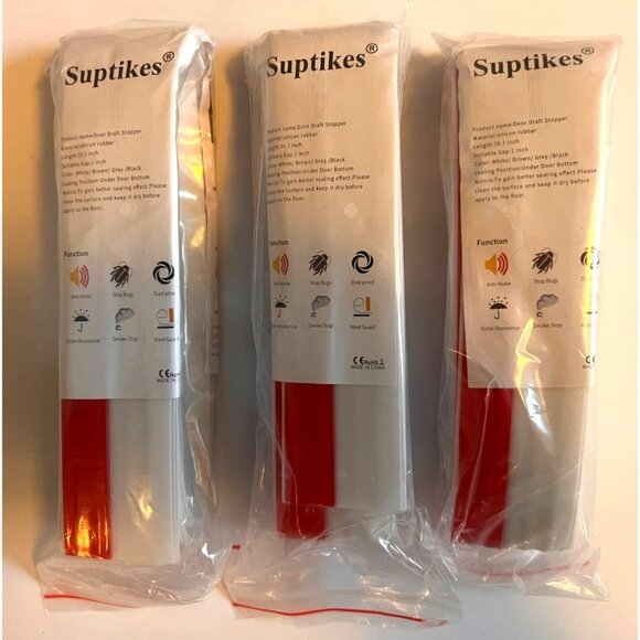 3 Packages of Suptikes Brand Door Draft Stoppers, 39.3 inches long x 2" each - Picture 1 of 3